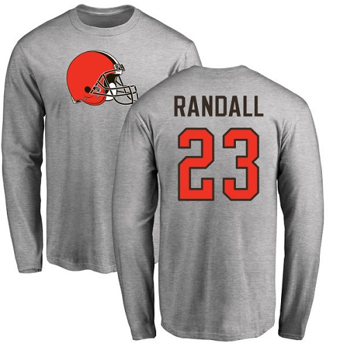 Men Cleveland Browns Damarious Randall Ash Jersey #23 NFL Football Name and Number Logo Long Sleeve T Shirt